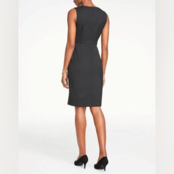 NWT Ann Taylor Factory Black Sleeveless V Neck Sheath Dress - Picture 2 of 6